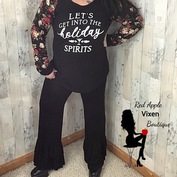 Solid Black Ruffle Pants - Picture 2 of 2